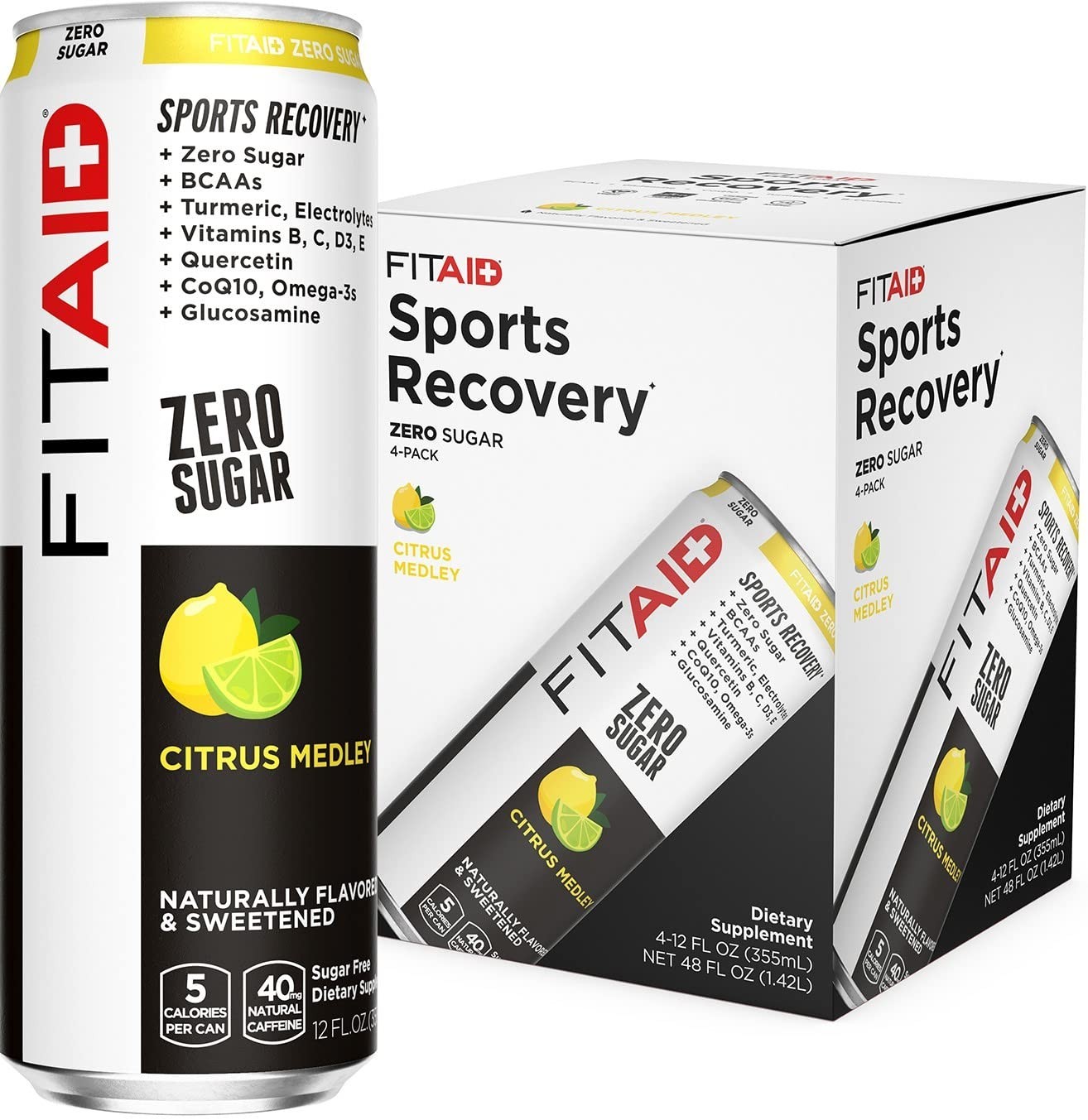 FITAID ZERO: Keto-Friendly 5 Cal Post-Workout Recovery Drink – Pack of 4