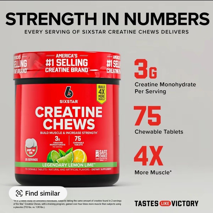 Six Star Creatine Chews Paradise Punch | 3g Pure Creatine Monohydrate per…