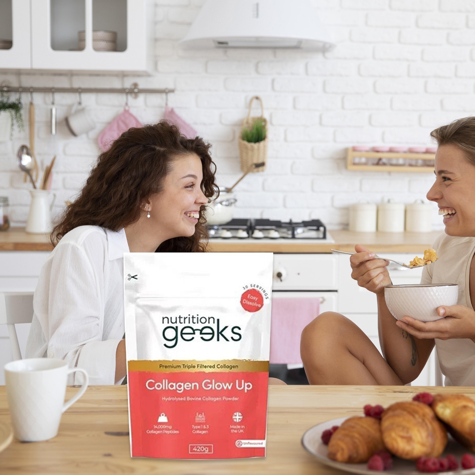 Nutrition Geeks Collagen Glow Up Powder New & Improved 14000mg 420g 30 Serving