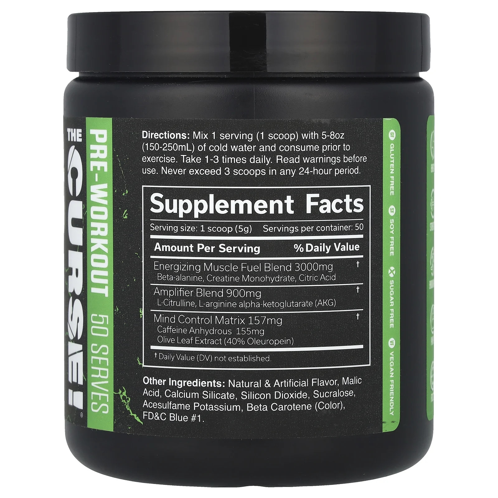 JNX Sports® the Curse Pre Workout Powder Green Apple Pre Workout Mix for Energy