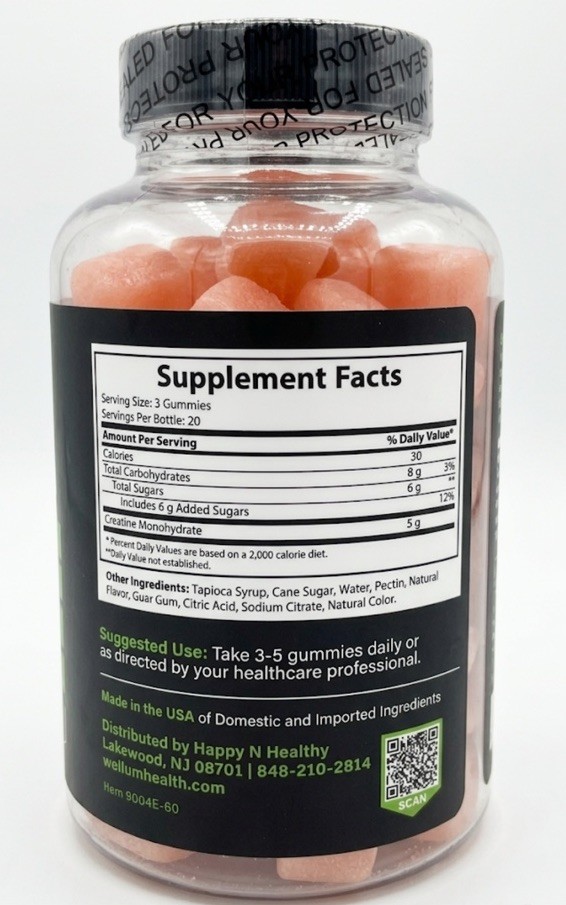 EMPOWR Creatine Monohydrate Gummies Watermelon 60ct 5g Vegan Non-GMO