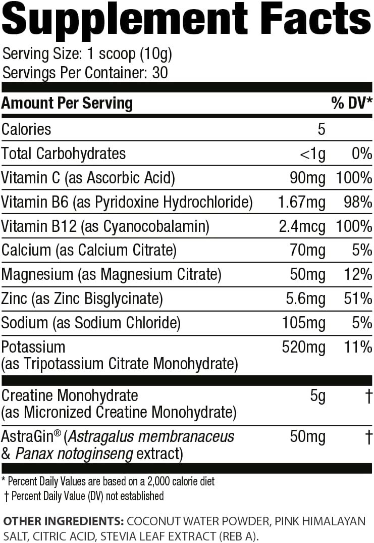 Micronized Creatine Powder with Electrolytes from Coconut Water & AstraGin