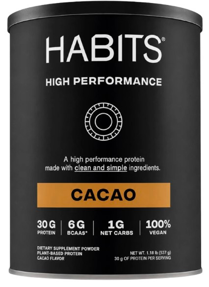 Habits Protein, Plant-Based Protein Powder, Cocoa Flavor, Gluten Free, 1.2 kg