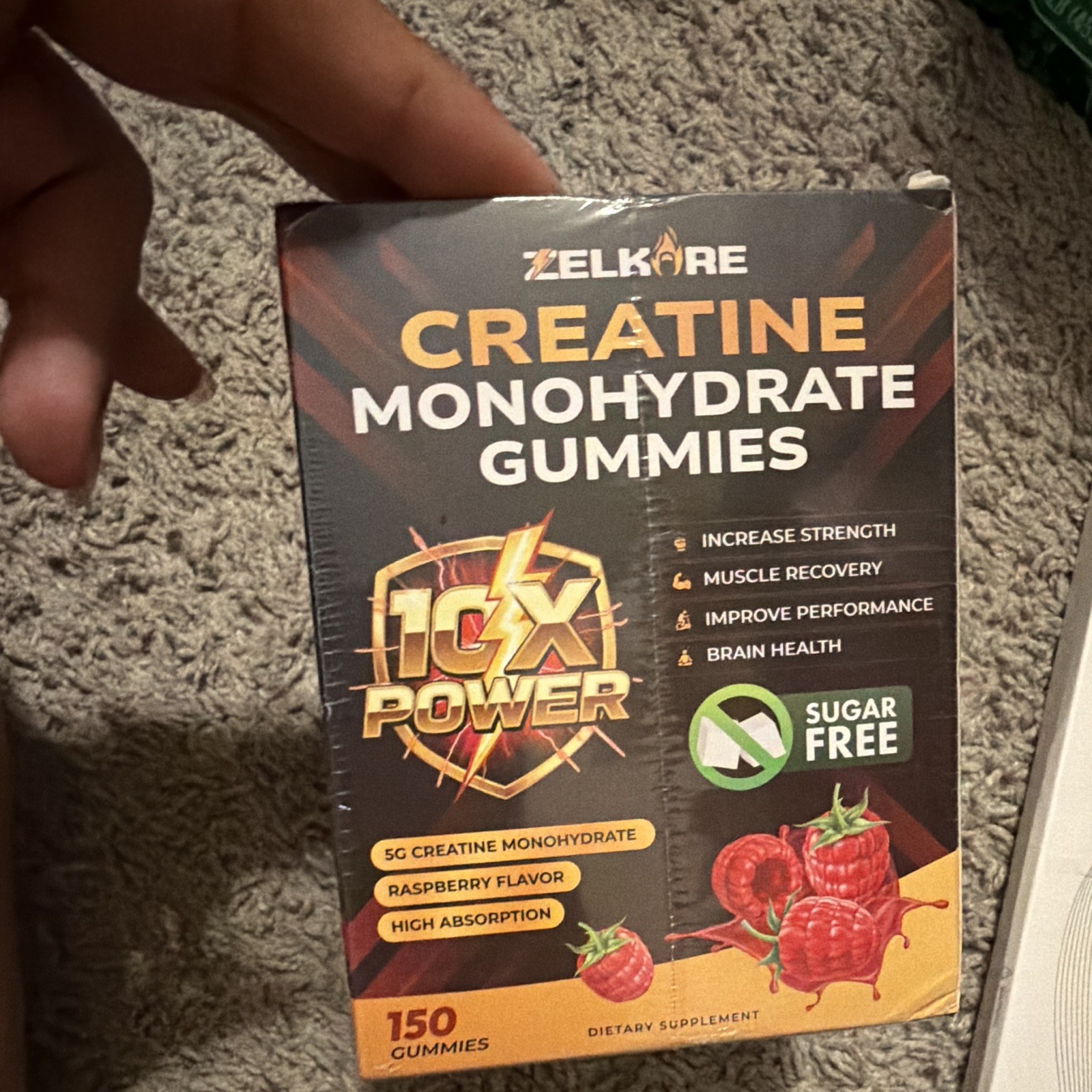 Zelkare Creatine Monohydrate Raspberry Gummies 150ct Sugar-Free High Absorption