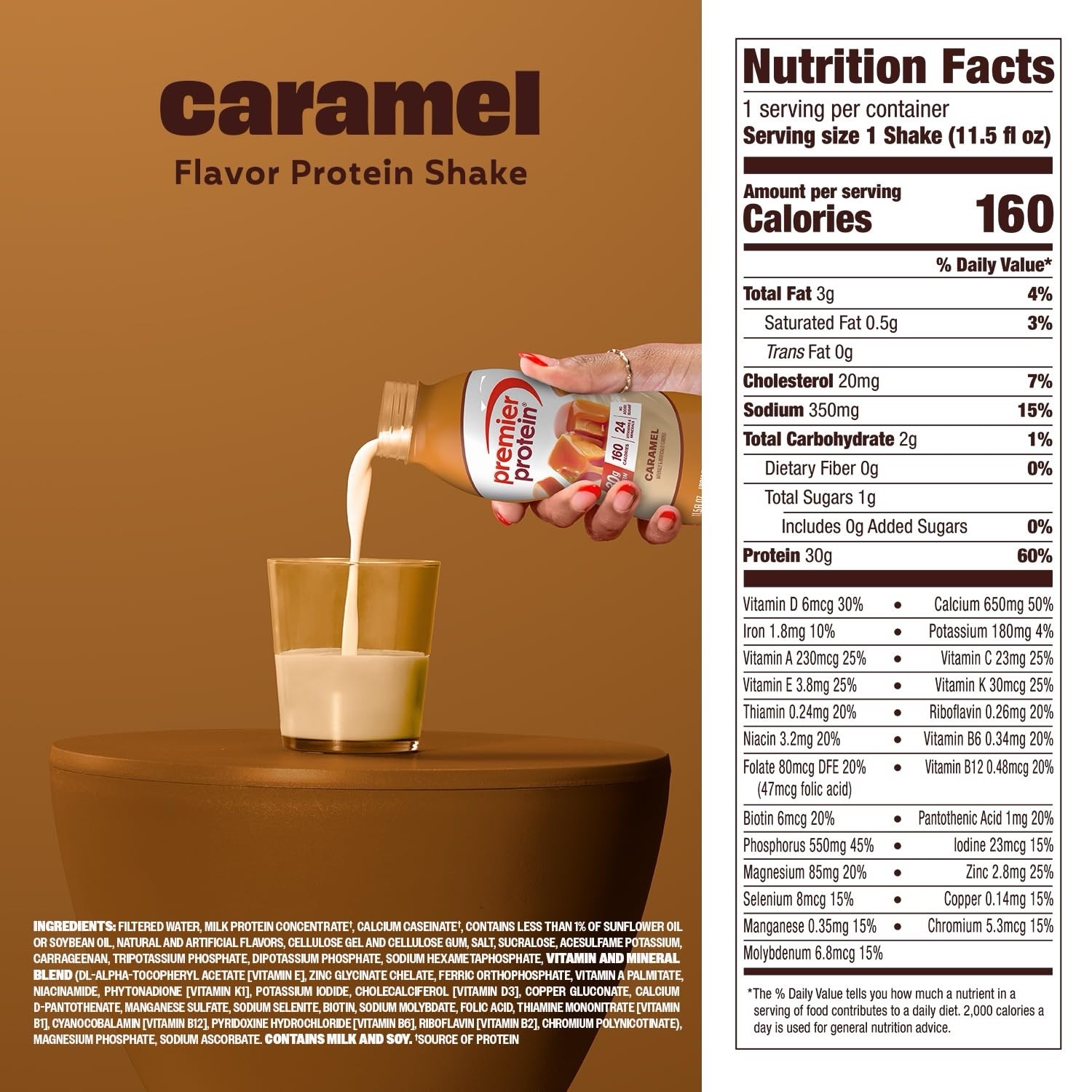 :.Premier Protein Shake, Caramel🧋30g Protein, 11.5 Fl Oz, 12 Ct.: