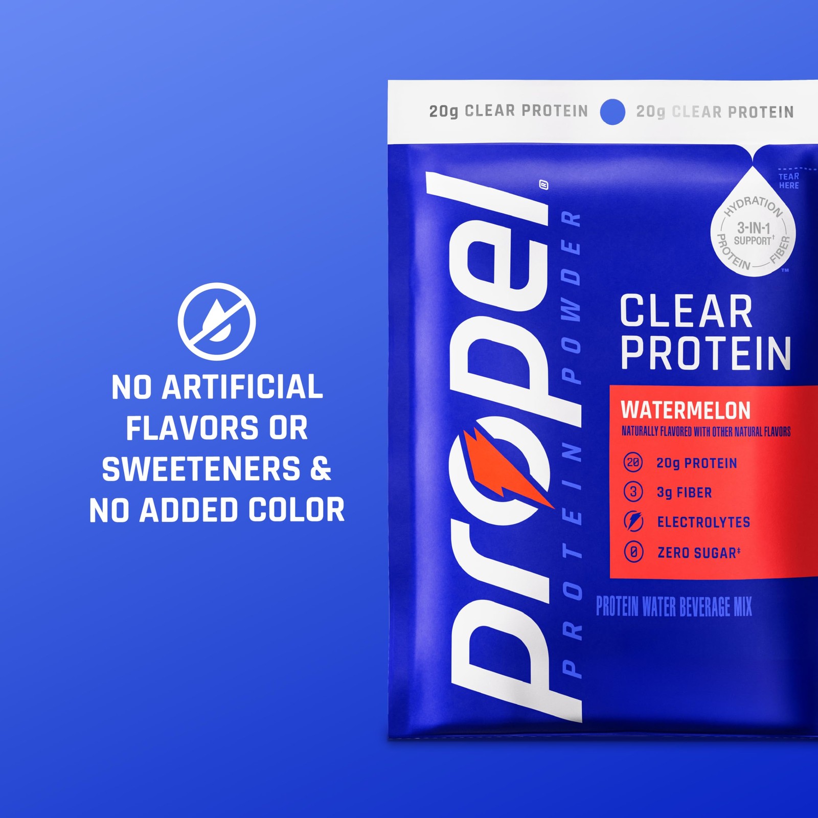 Propel Hydration Clear Protein Powder, Watermelon, 0.99 Ounce (Pack of 5)