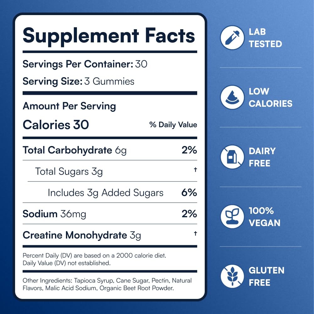 Creatine Monohydrate Gummies – Supports 90 Count (Pack of 1), Watermelon