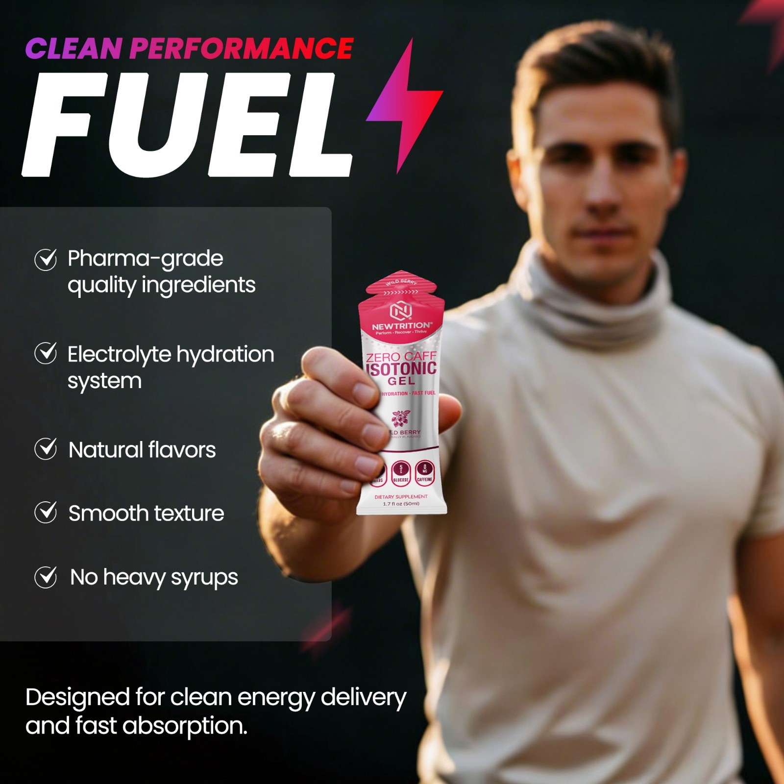 NewTrition Isotonic Energy Gel Variety Pack 50ml 20g Carbs Running Cycling Fuel