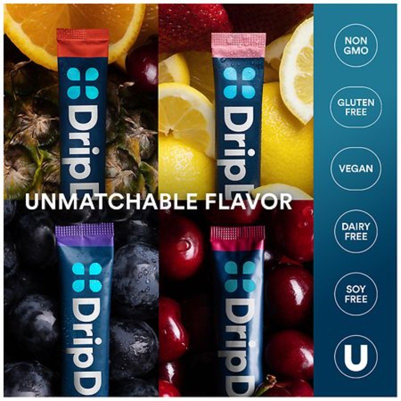 DripDrop Electrolyte Powder Juicy Variety Pack 0.35 oz 20 Packets