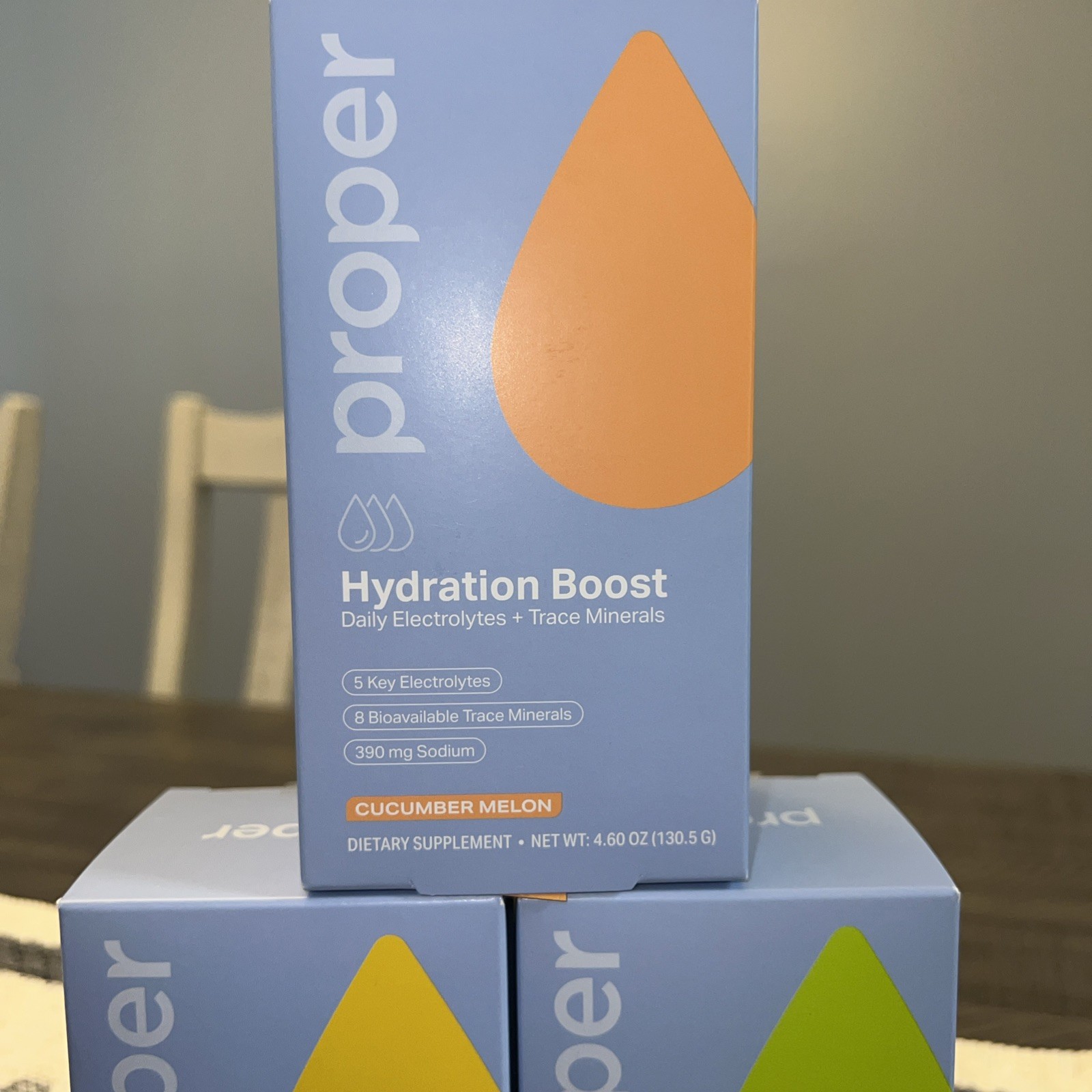 Proper Electrolytes Hydration Powder Lemon Lime, Cucumber Melon, Pineapple