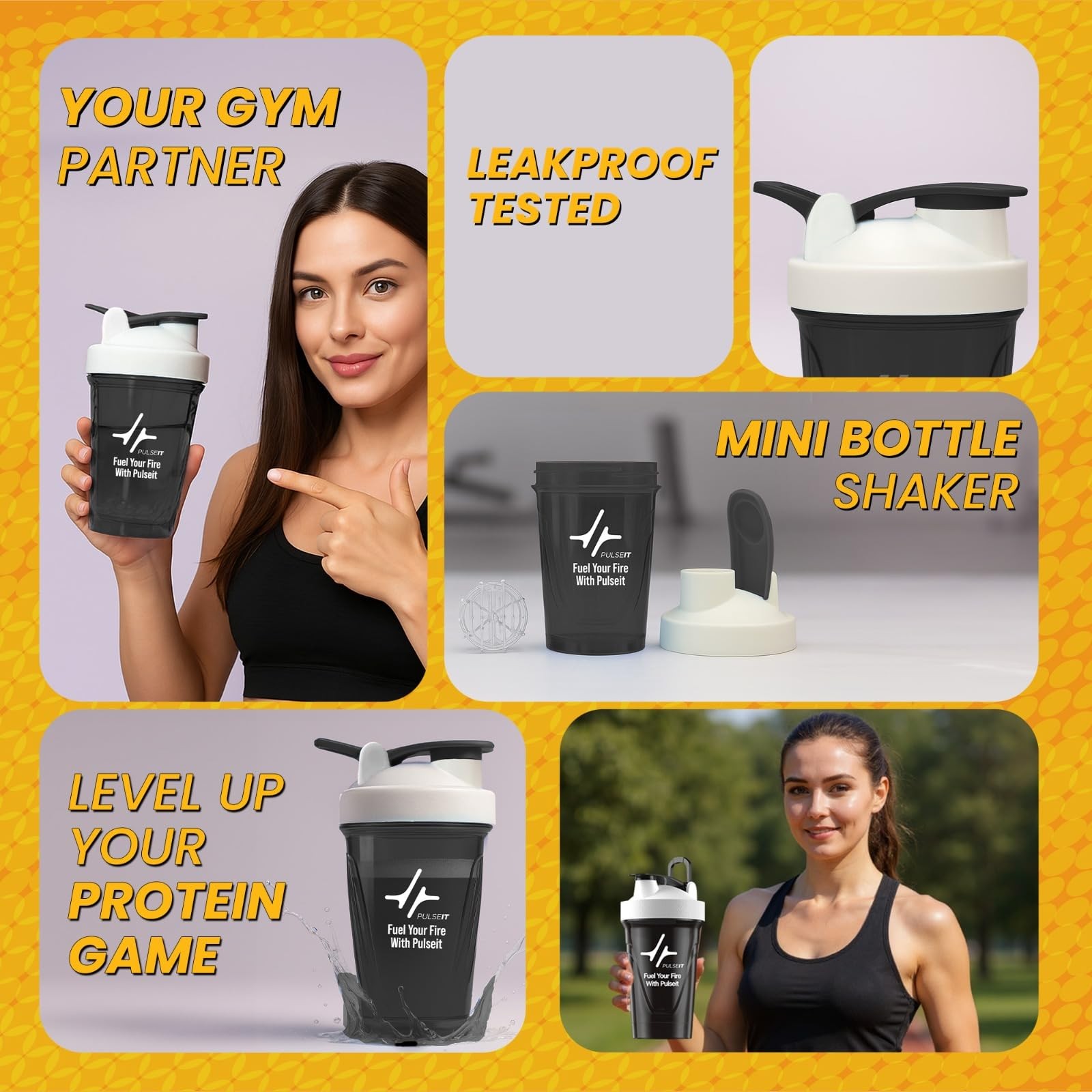 PULSEIT TurboMix 400ml Shaker | BPA Free Black