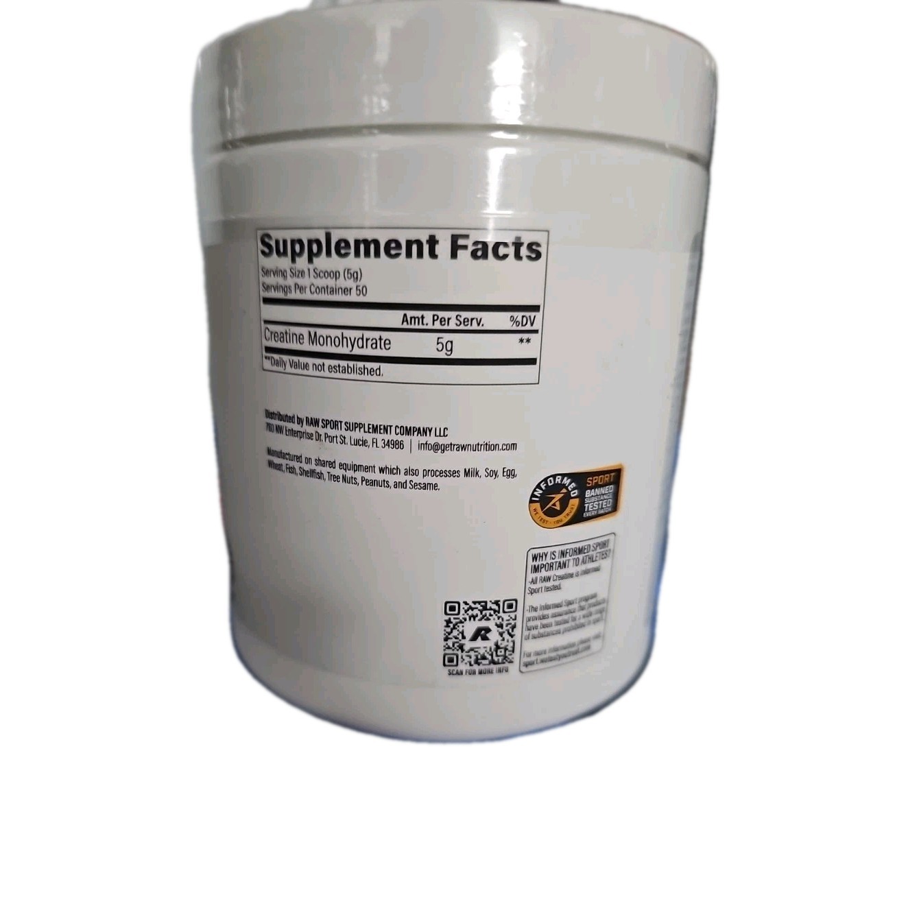RAW ESSENTIALS CREATINE MONOHYDRATE 100% PURE CREATINE 50 Serv Exp:10/27