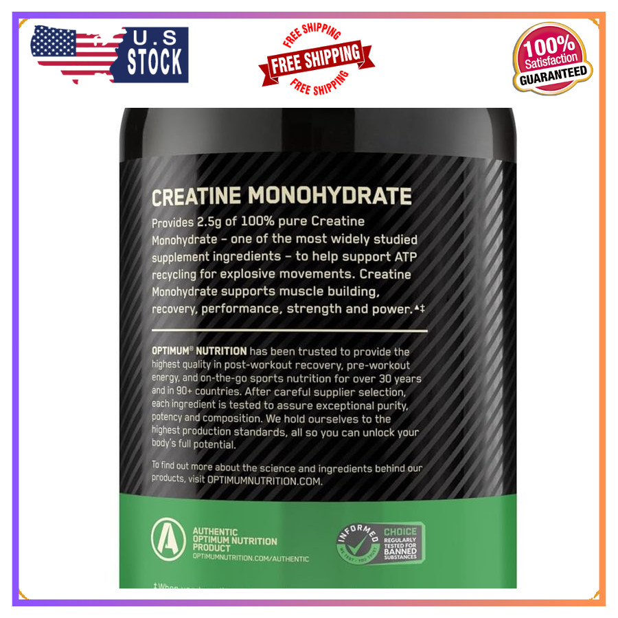 Optimum Nutrition Creatine Monohydrate Capsules 2500mg, 300 Count, Keto Friendly