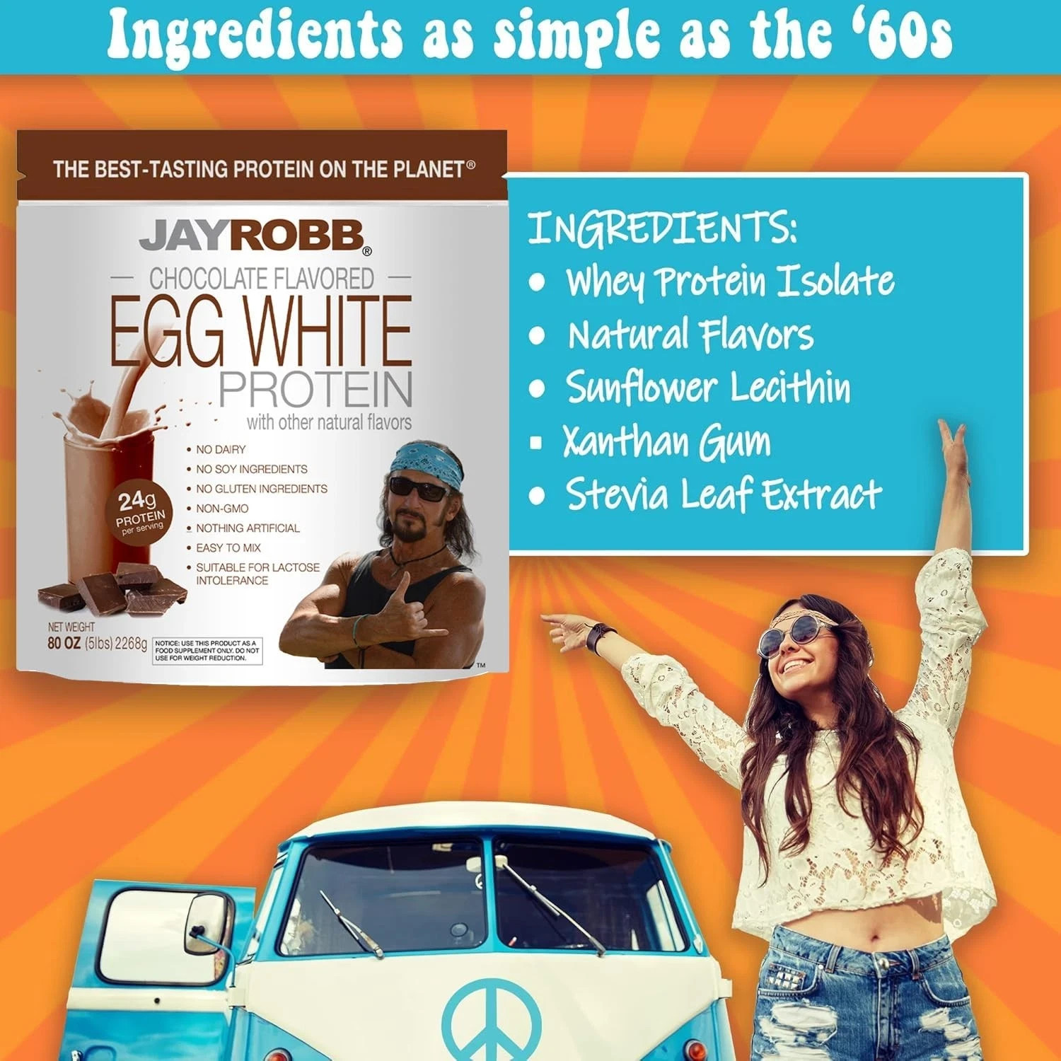 JAYROBB Chocolate Egg White Protein Powder Low Carb Keto Vegetarian Gluten Fr…