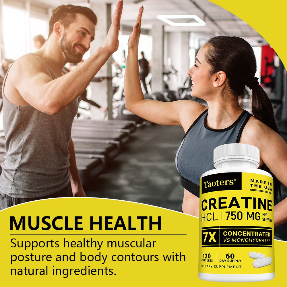 Creatine Hcl 750 Mg 30-120 Capsules Supports Immune Energy Health Muscle Growth