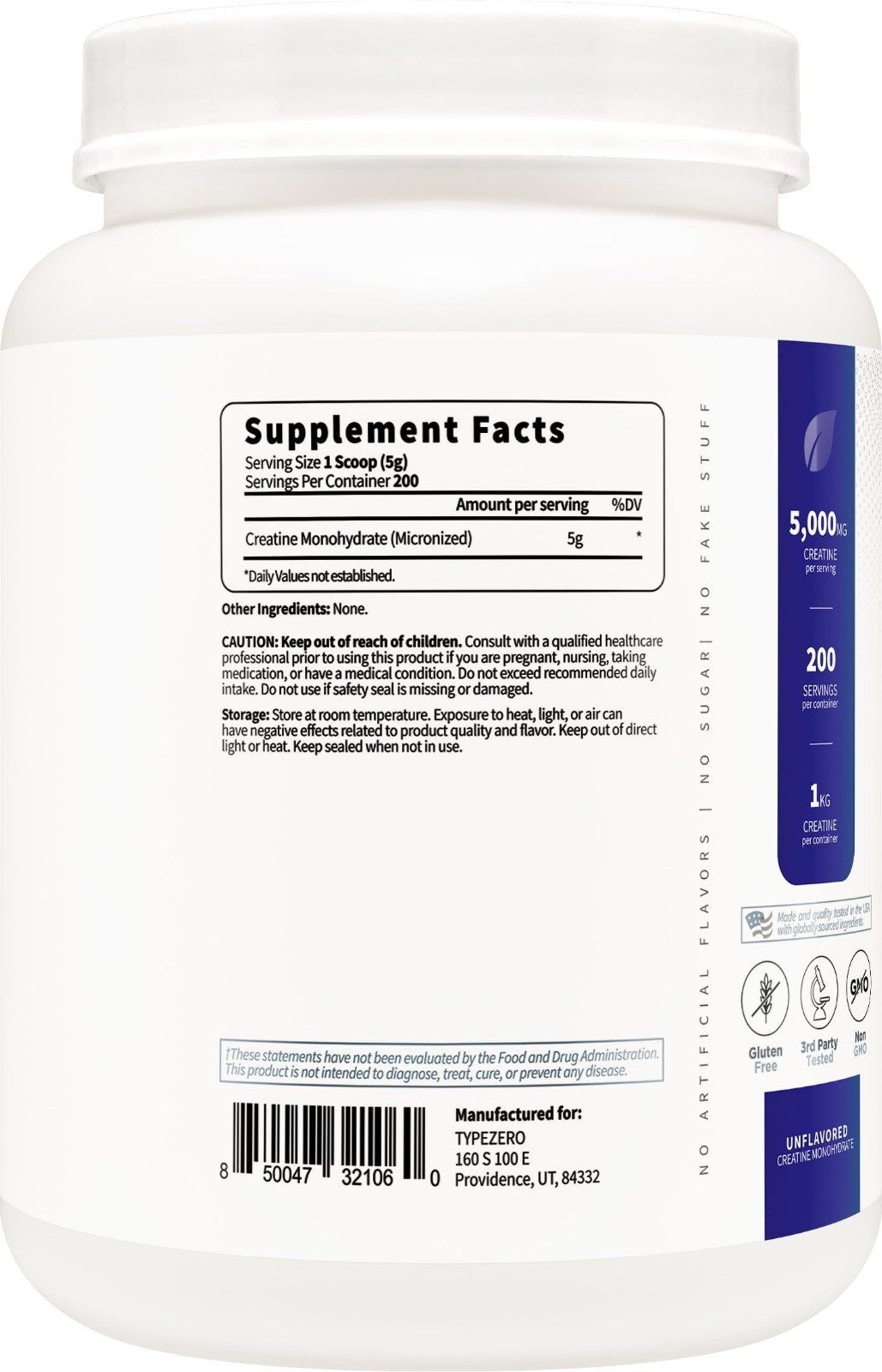 Micronized Creatine Monohydrate 1 KG, Unflavored, 200 Servings, Keto, Gluten-Fre