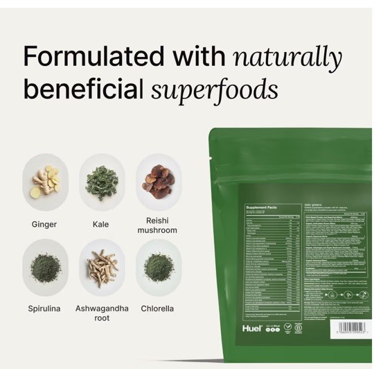 HUEL DAILY GREENS SUPERFOOD Powder 9 oz ( 30 Servings ) Original Flavor BY 12/26