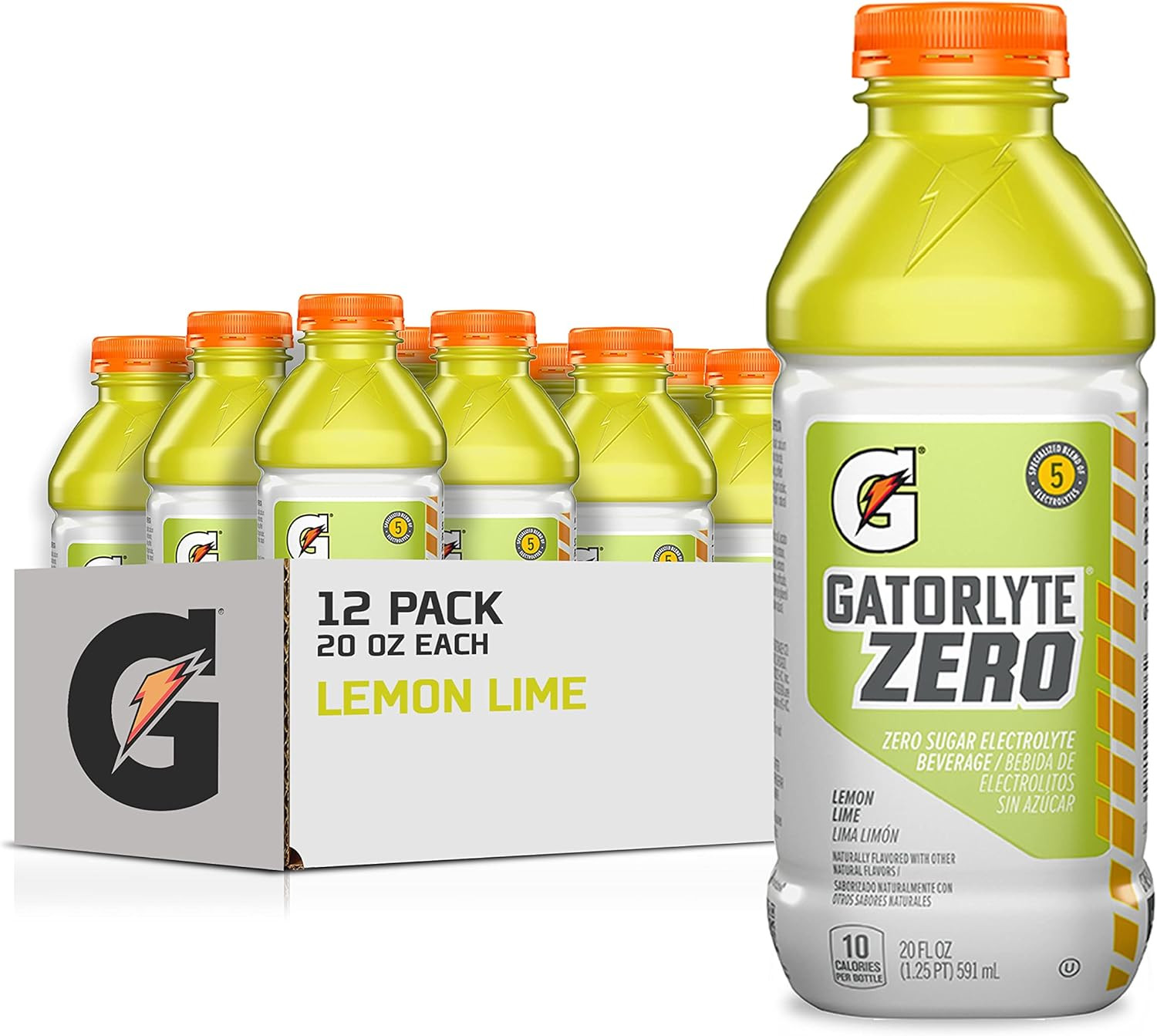 Gatorlyte Zero Electrolyte Beverage, Zero Sugar Hydration, 12 Pack 20oz Bottles