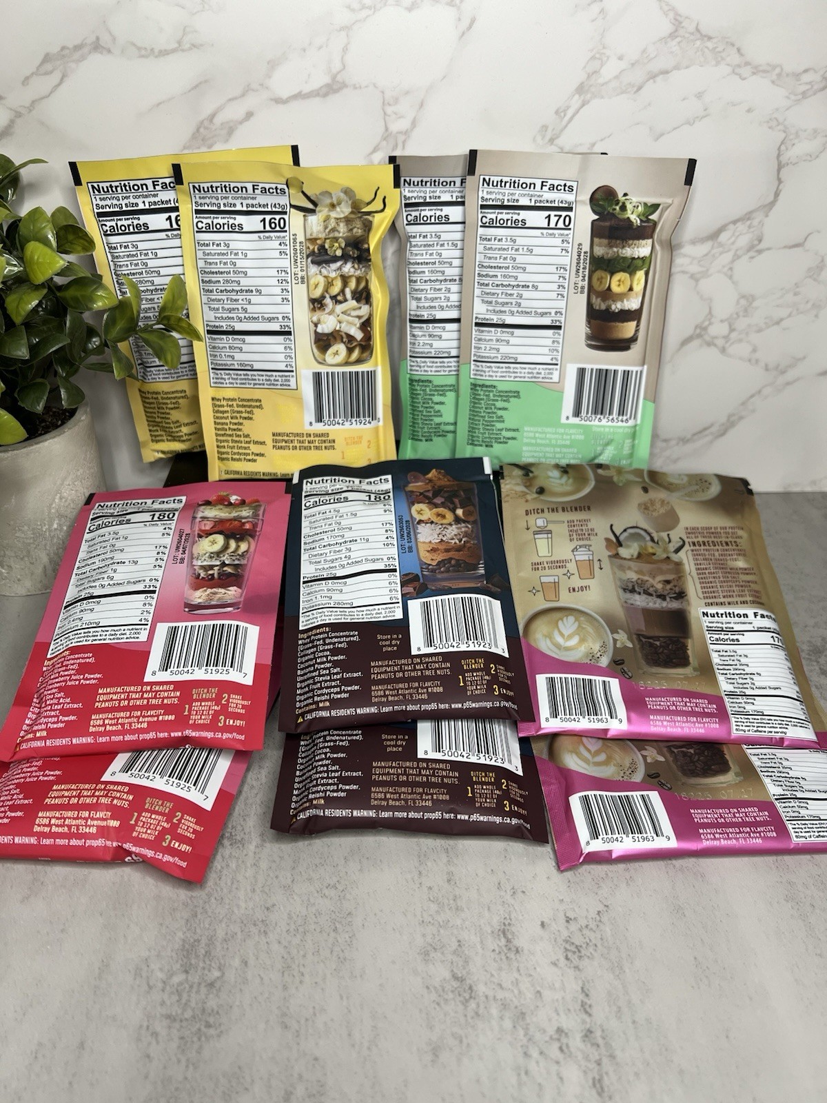FlavCity All-In-One Protein Smoothie Powder Variety 1 Packet Grass Fed Exp 01/28