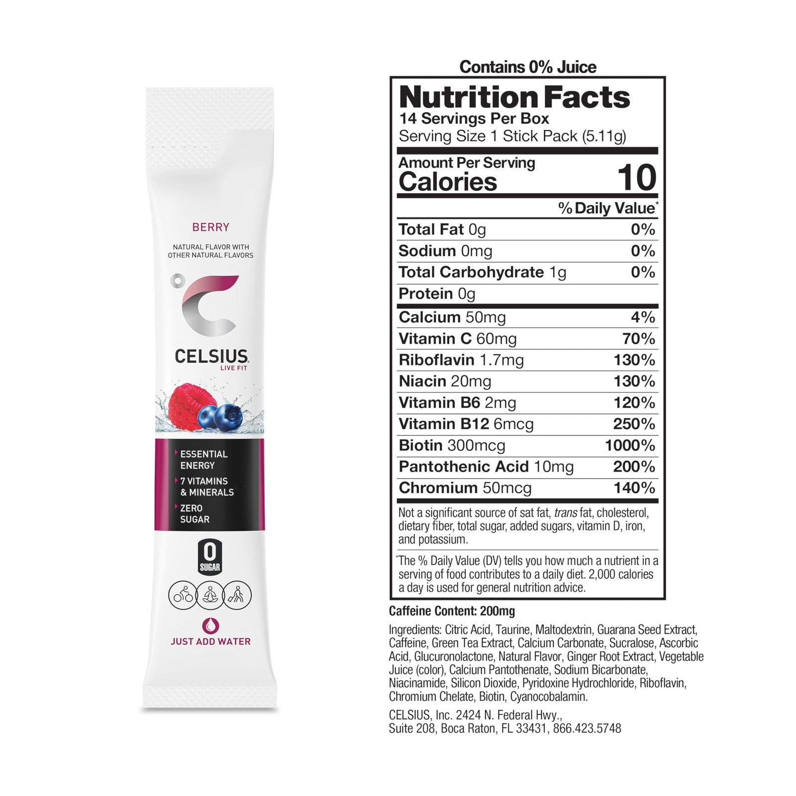 CELSIUS® On-the-Go Powder Sticks Watermelon Ice, Essential Energy 2.5 Oz (14…