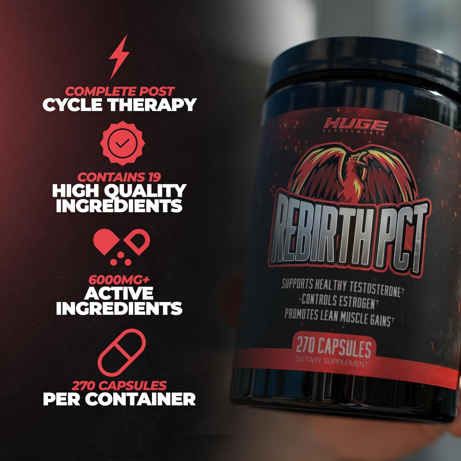 Rebirth PCT Supplement for Men, Most Stacked & Complete Post Cycle Therapy…