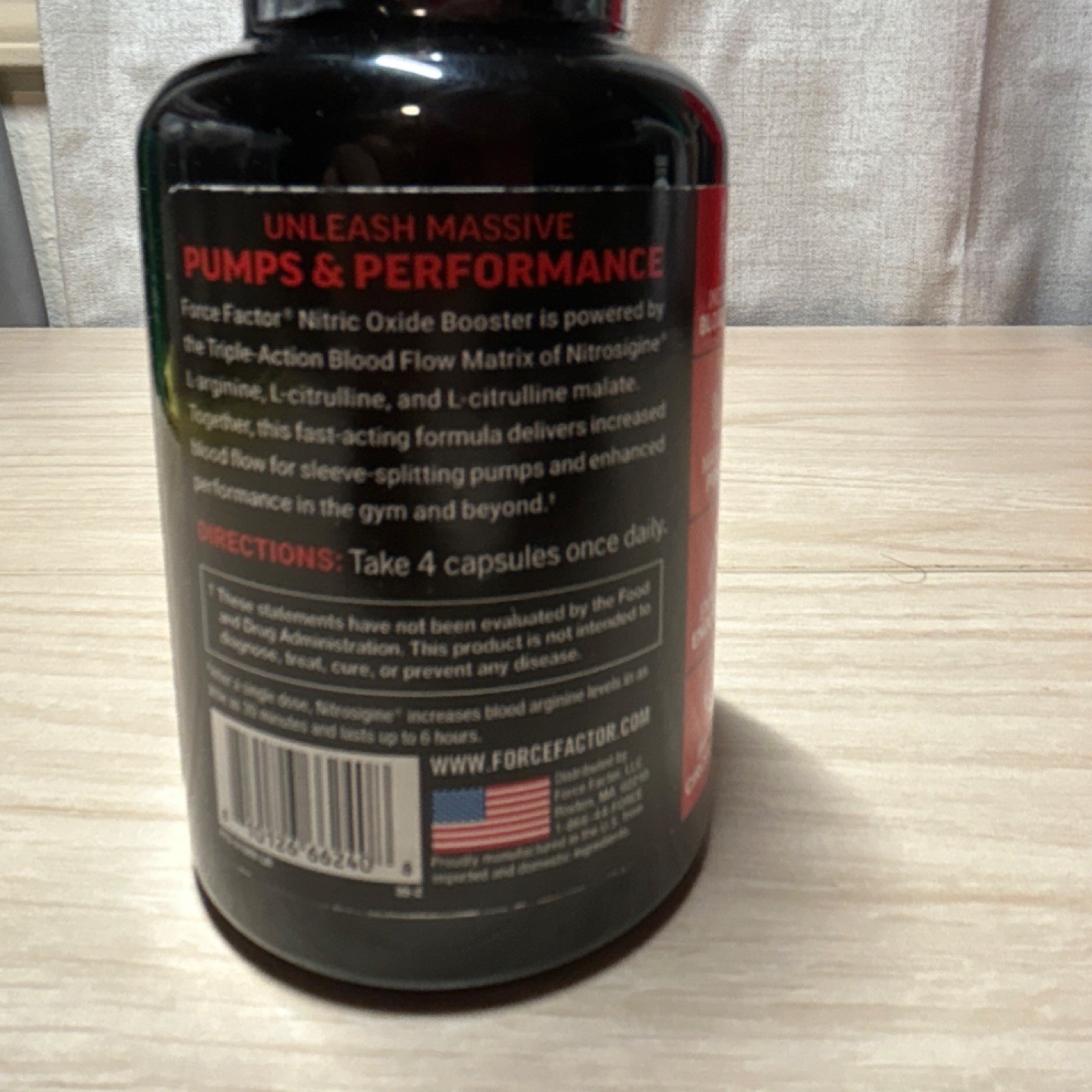 Force Factor Nitric Oxide Booster L-Arginine L-Citrulline 120 Capsules