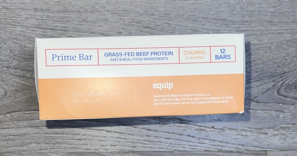 Prime Foods Equip Prime 20g Grass Fed Beef Protein Bars 12 CHURRO Bars 11/26exp