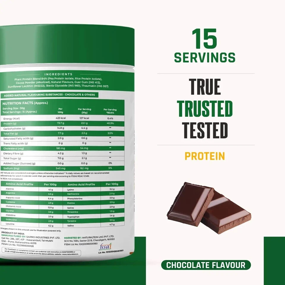 NATURALTEIN – Vegan Plant (Rice & Pea) Based Protein Powder – Chocolate Flavour