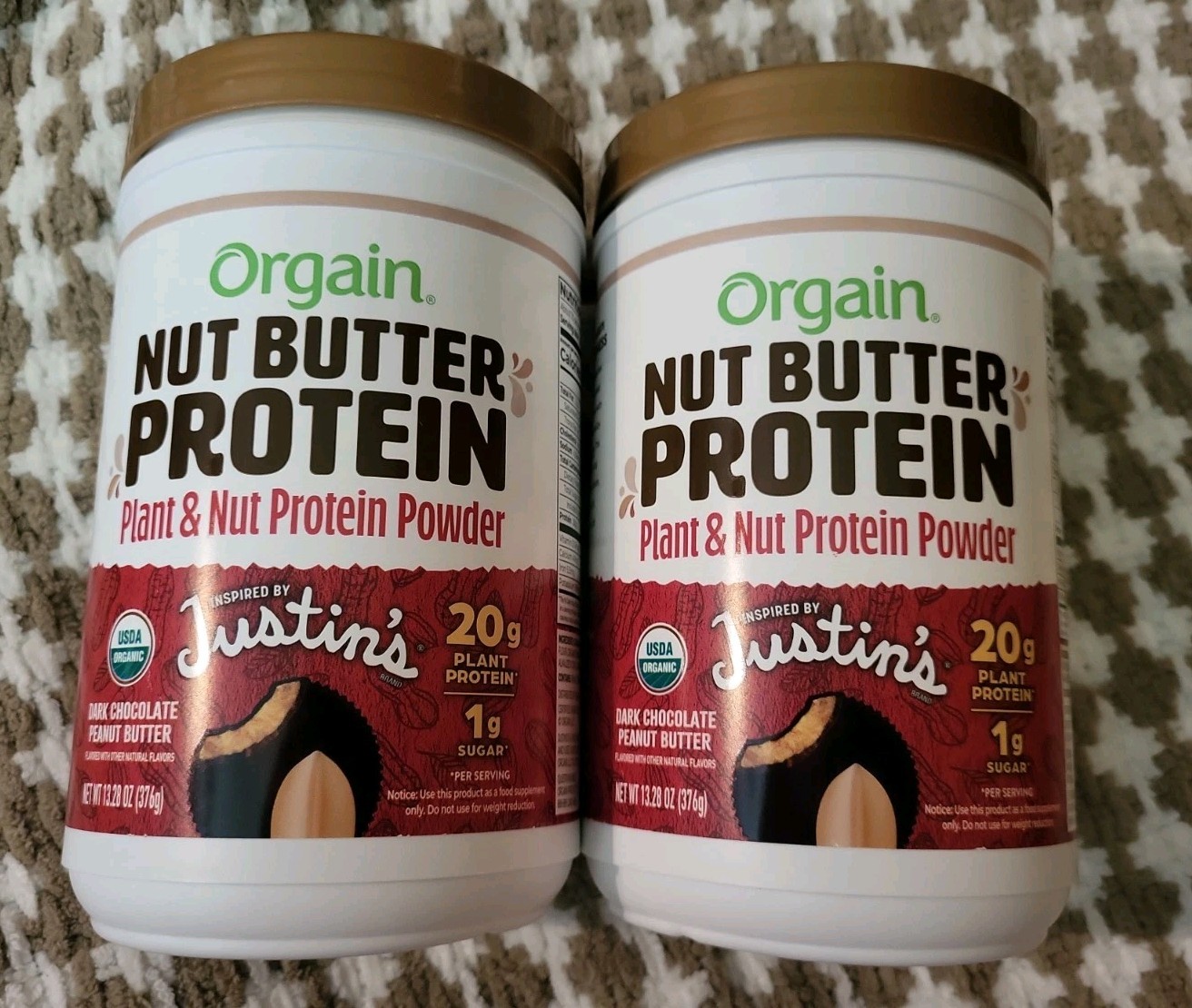 2 Orgain Nut Butter Protein Dark Chocolate Peanut Butter 13.28oz -EXP: 2/27+