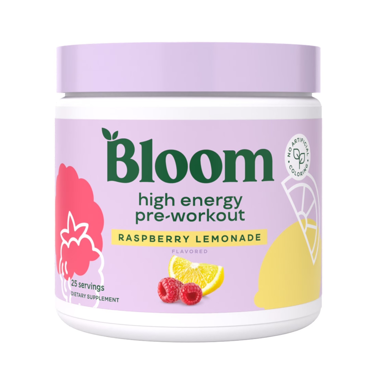 Pre-Workout Powder Raspberry Lemonade 25 Servings High Energy Focus Endurance
