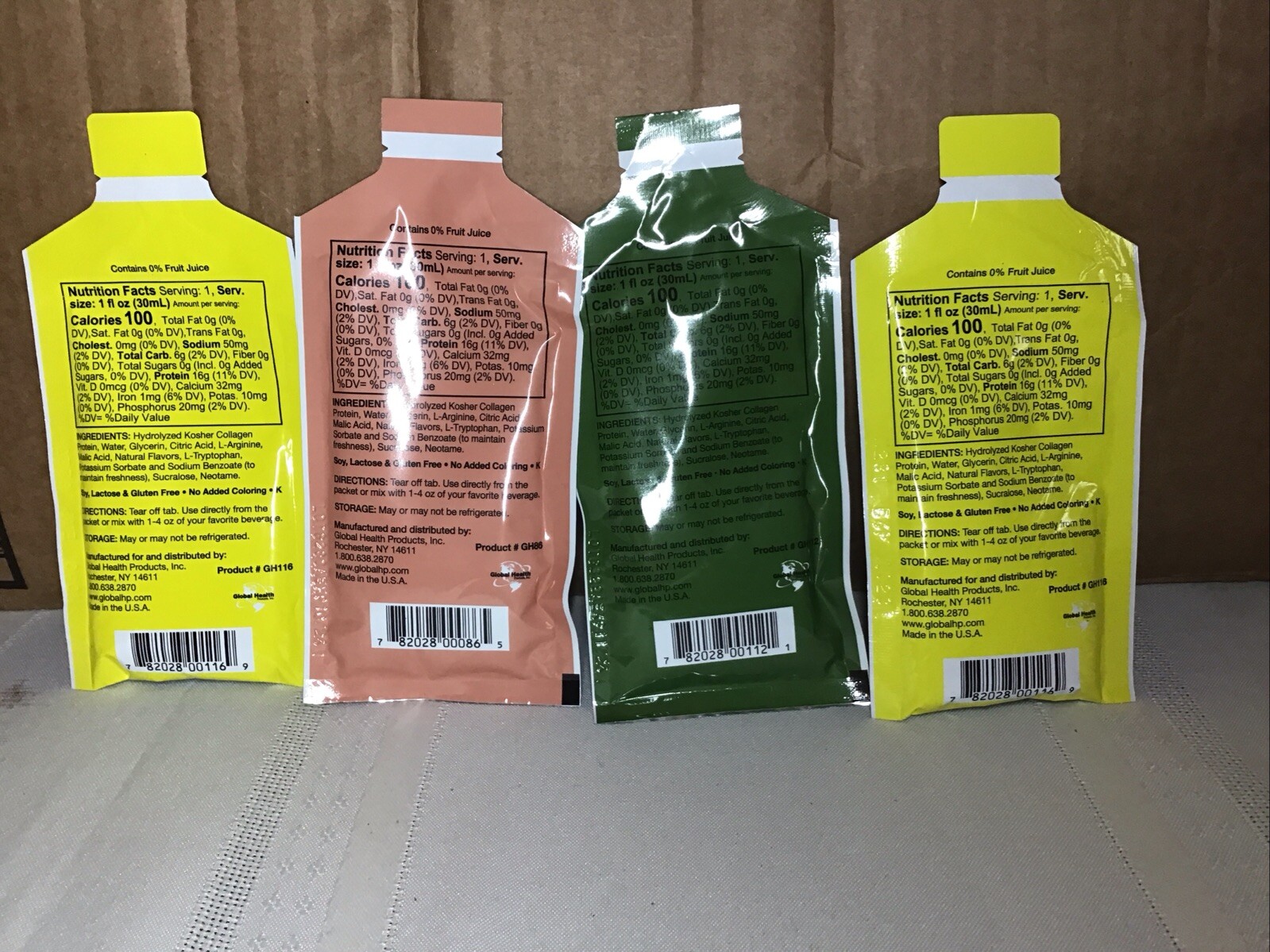 4-1oz Pk LiquaCel Concentrated Liquid Protein,2 Lemon,1 Peach Mango,1 Ginger Ale