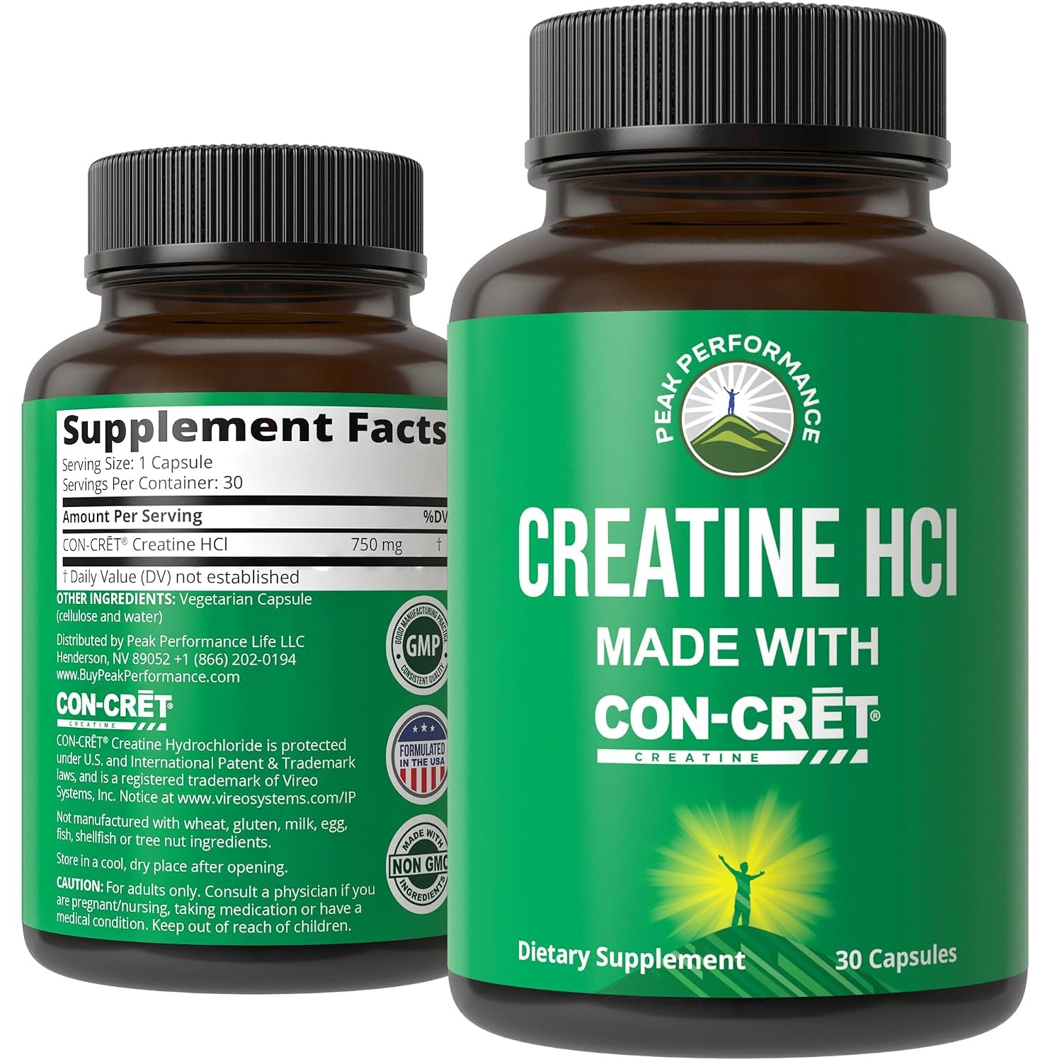 Con-Cret Peak Performance Creatine HCl 38X More Soluble Than Monohydrate Powder