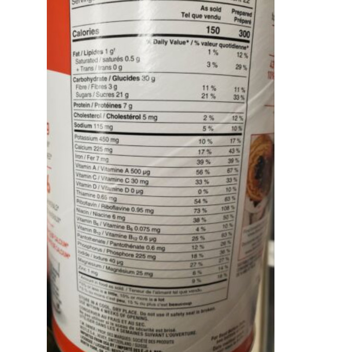 Boost Powder Chocolate Instant Breakfast Drink Mix 31oz 880g Canister Canada
