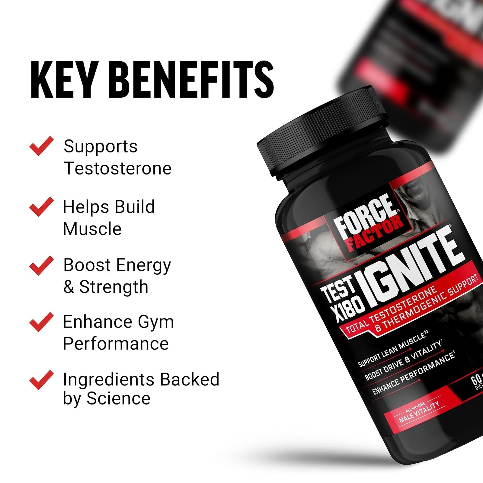 Force Factor Test X180 Ignite Testosterone Booster for Men 60 Count