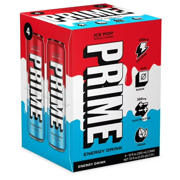 4 pack Prime hydration Energy Drink – Ice Pop naturally flavoured | 12 fl oz