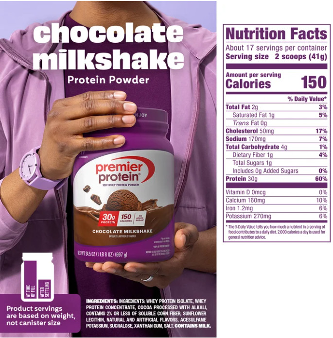 Premier Protein 100% Whey, Chocolate Milkshake, 30g, 24.5 oz