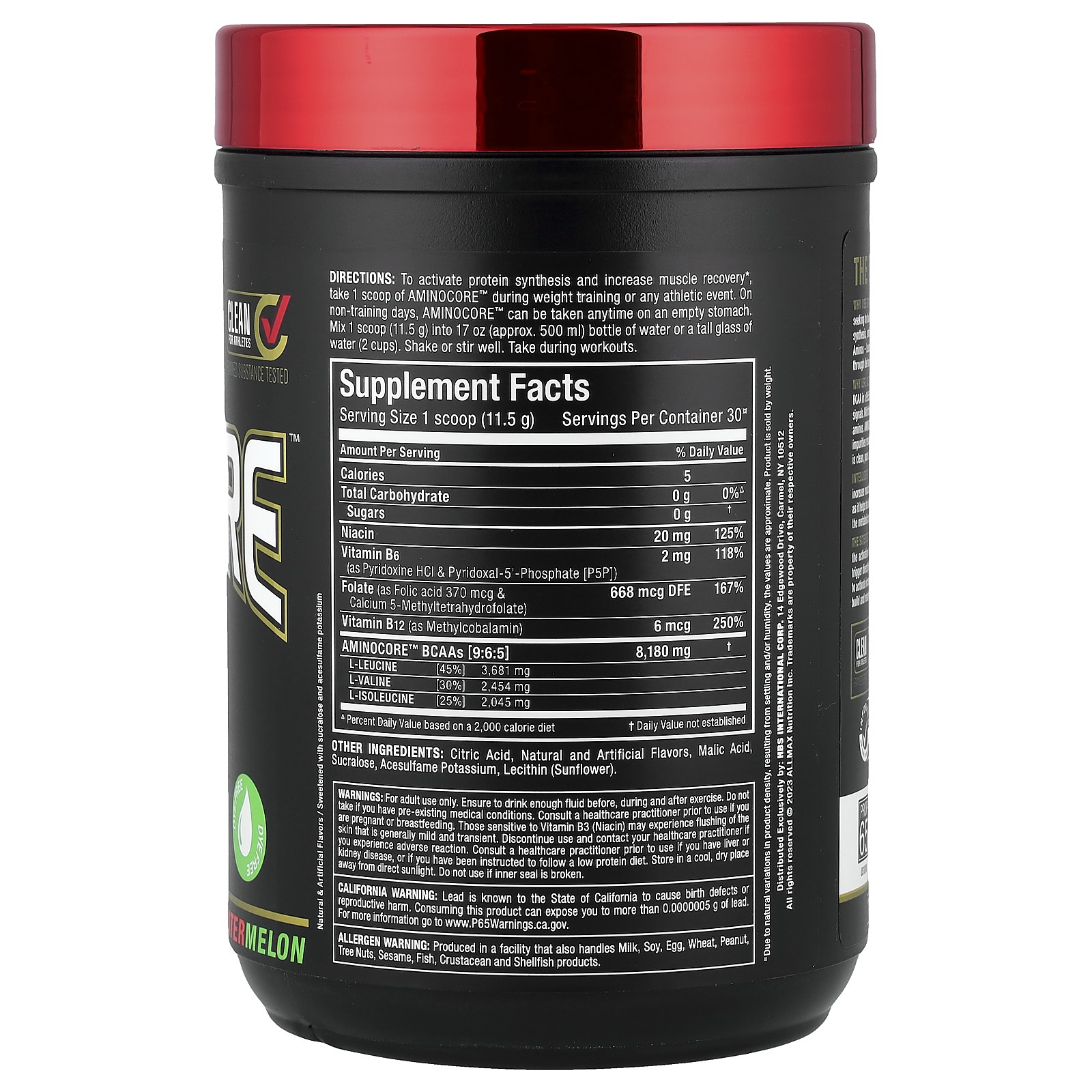 AMINOCORE™ BCAA, Watermelon, 0.69 lbs (315 g)