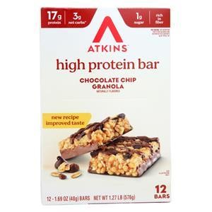 Atkins High Protein Bar Chocolate Chip Granola 12 bars