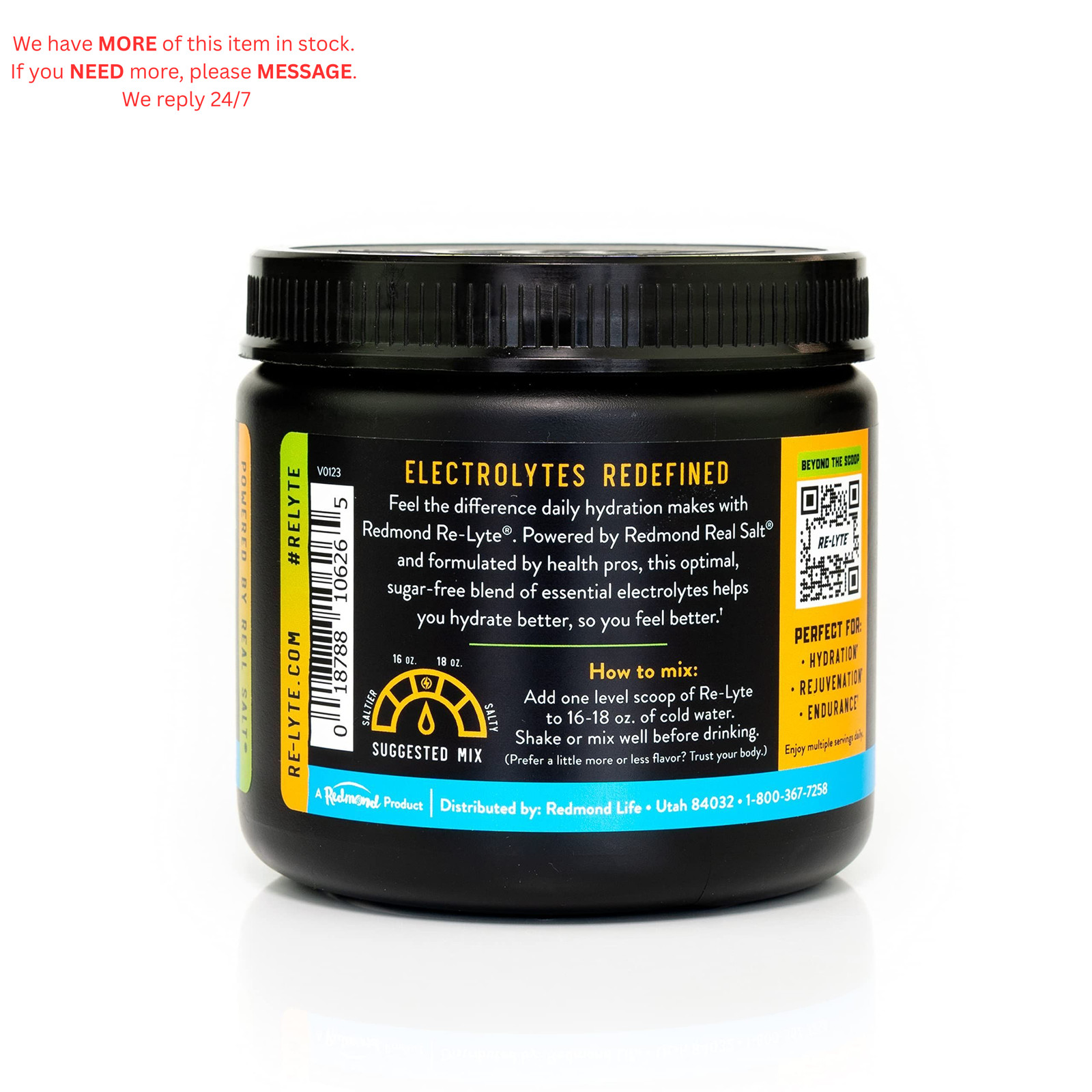 REDMOND Re-Lyte Hydration Electrolyte Powder Mix 13.19 Ounce (Pack of 1)