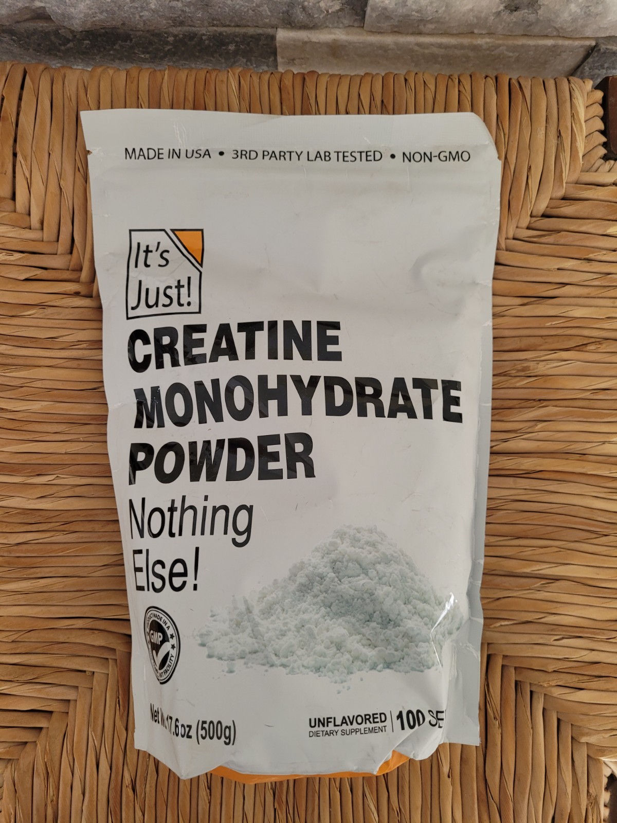 17.6 oz (500g) 100 Servings CREATINE MONOHYDRATE POWDER Nothing Else non gmo