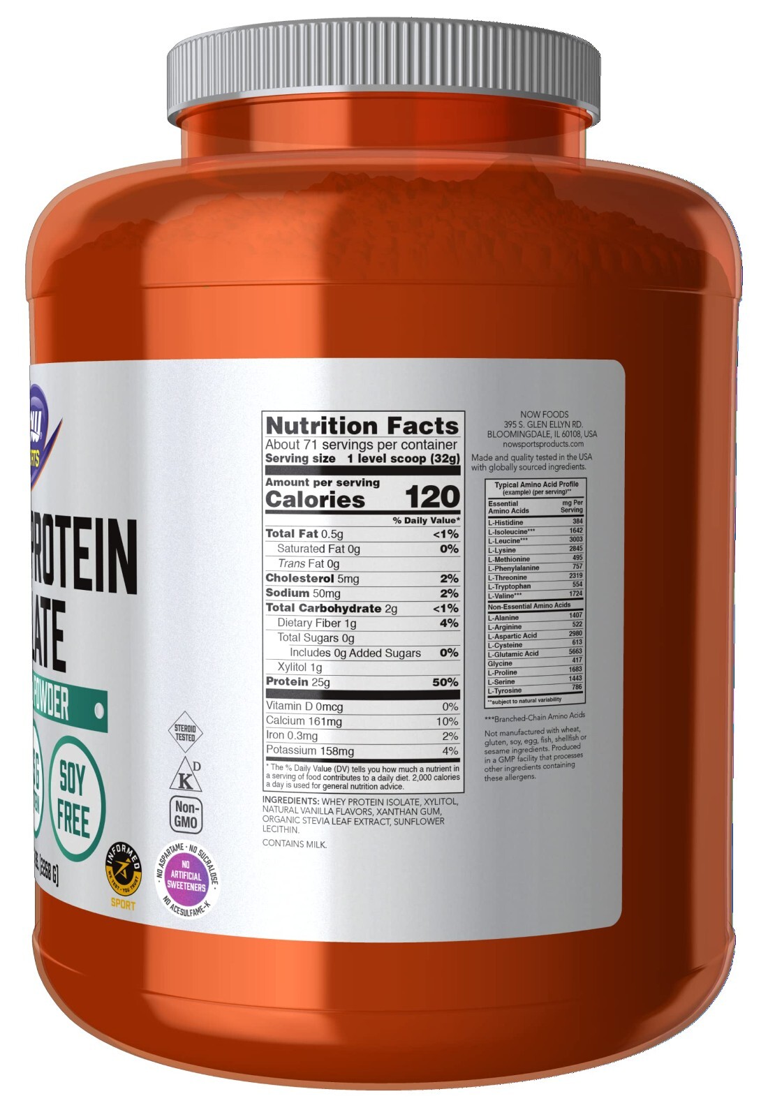 NOW Sports Whey 25g Protein Isolate 5lbs (Creamy Vanilla)