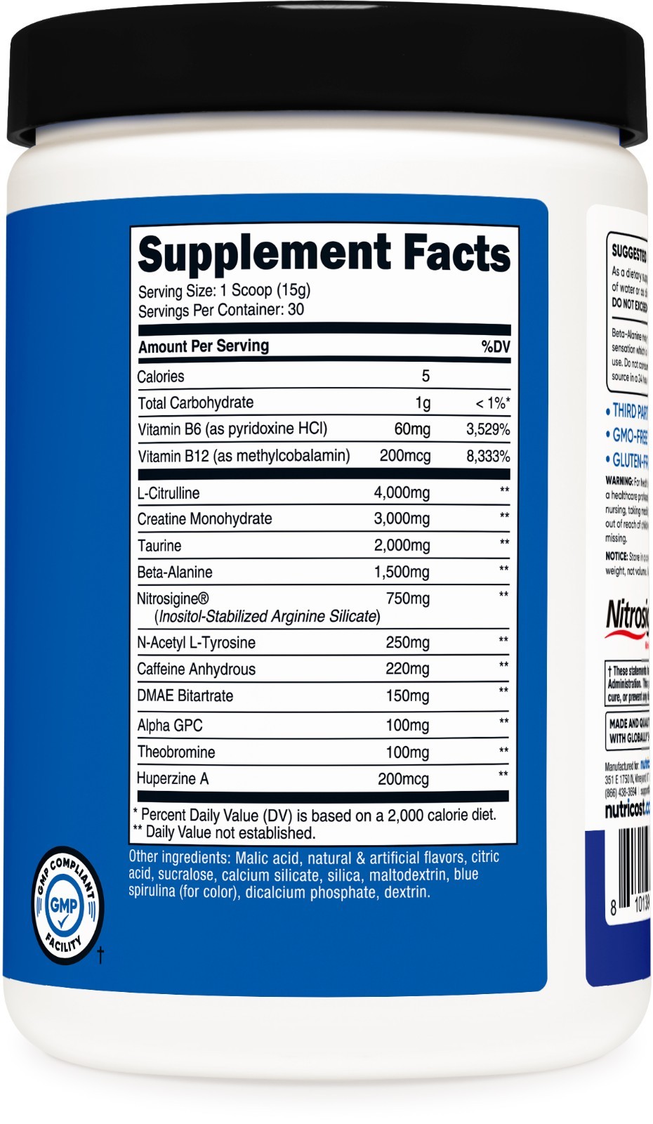 Nutricost Pre-C, Pre-Workout Complex with Creatine Powder (Blue Raspberry) 450g