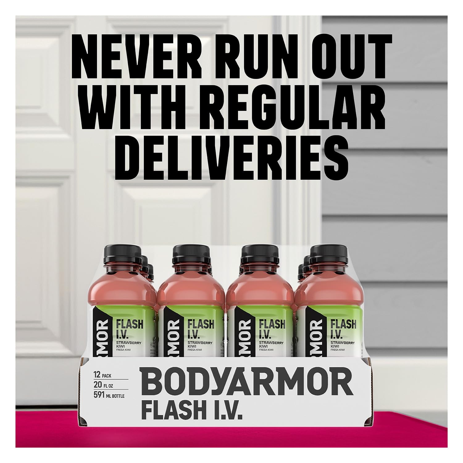 BODYARMOR Flash I.V. Electrolyte Beverage, Strawberry 20 Ounce (Pack of 12)