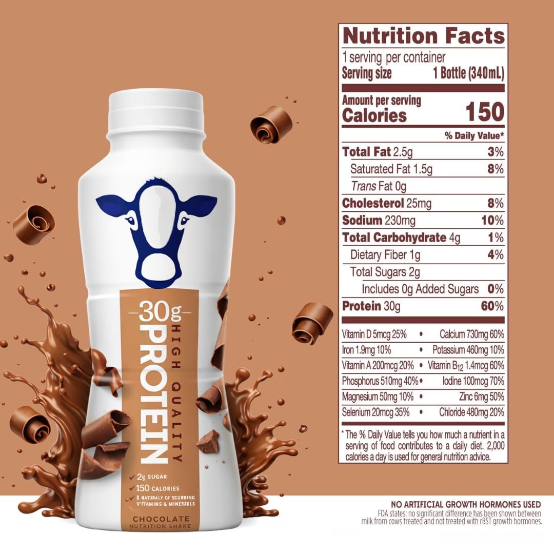 High Protein Chocolate Nutrition Shake – 30g Protein, 8 Pack (11.5 fl oz Each)