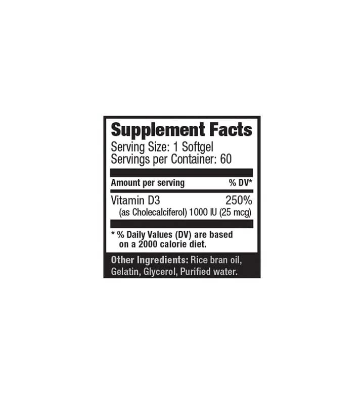 Ultimate Nutrition Vitamin D – 60 Softgels New!!!