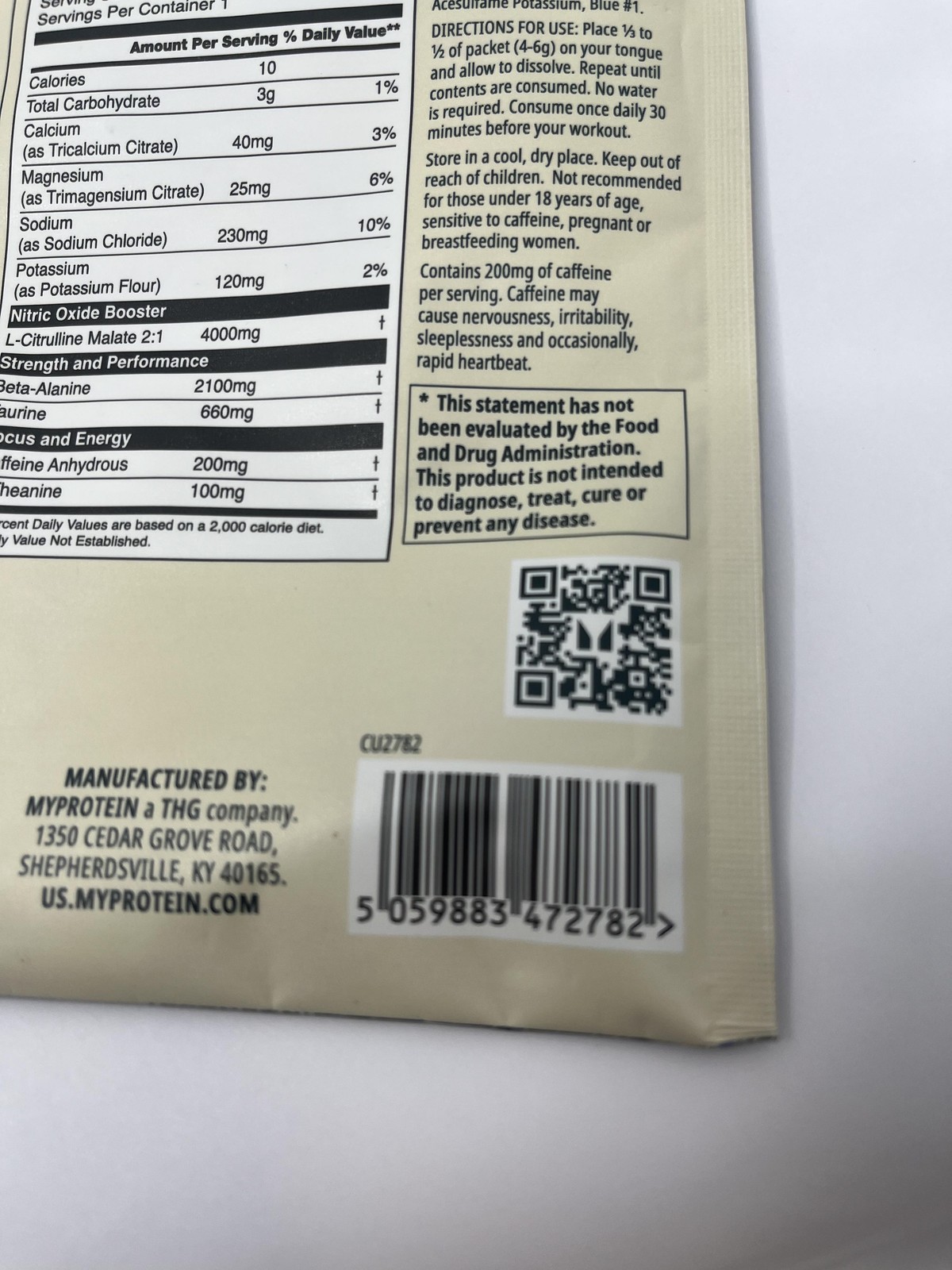 10pk Myprotein Origin Pre-Workout Sachets Blue Raspberry Dry Scoop Exp 08/26