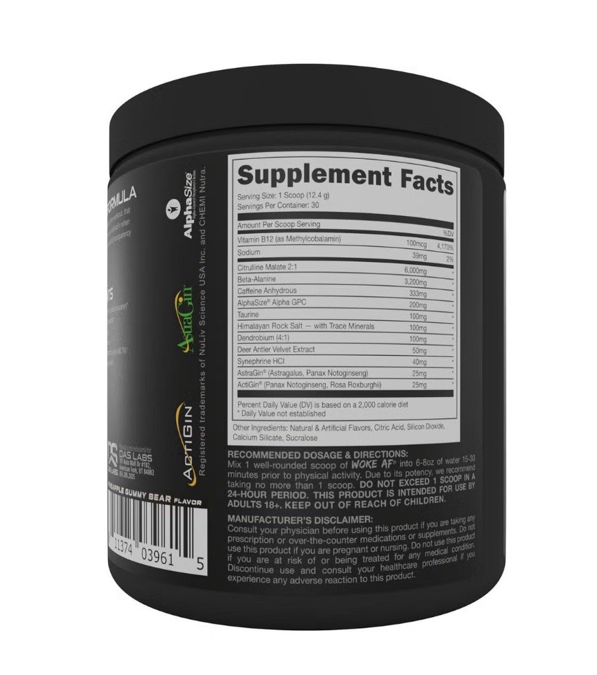 BUCKED UP WOKE AF HIGH STIMULANT PRE-WORKOUT Energy Pump Focus 30 Servings