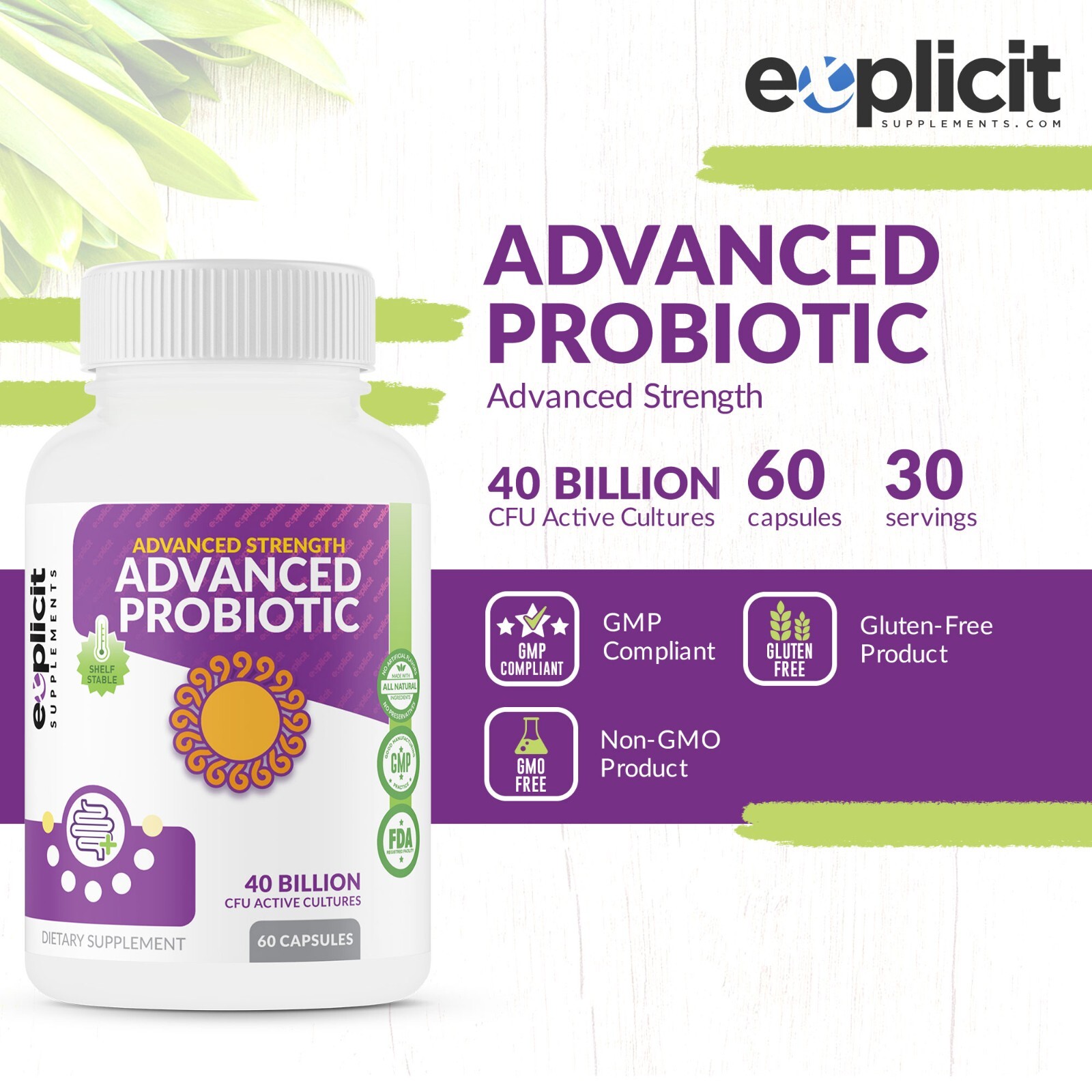 Advanced Probiotics – 40 Billion CFUs – Better than Align Jarro Culturelle