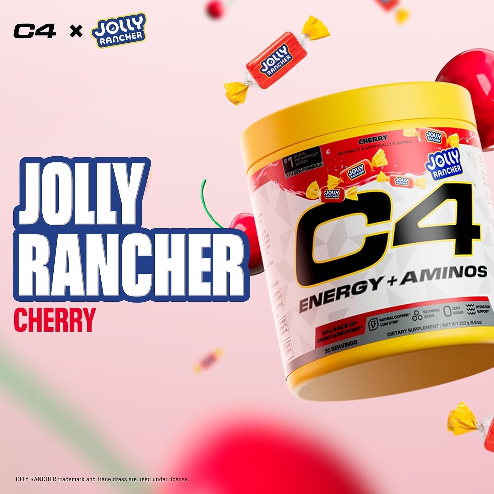 C4 Energy + Aminos Powder Jolly Rancher Cherry – 30 Servings