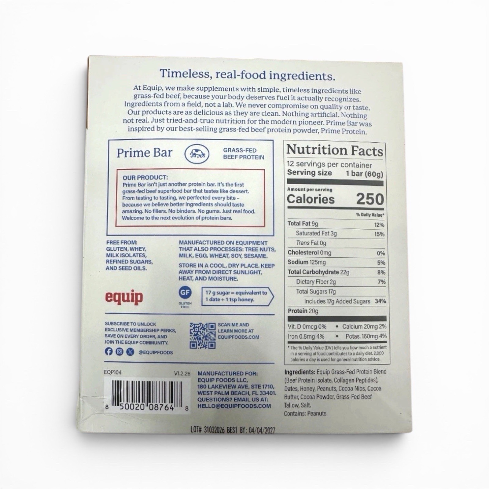 Equip Prime Protein Bars Peanut Butter Chocolate 12 Pack – Ships Next Day!